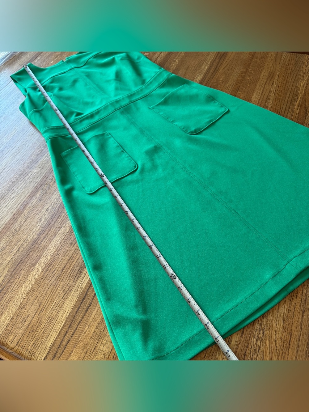 Karl Lagerfeld Paris Kelly Green Sleeveless Shift Dress with Pockets Size 12 - Picture 10 of 12